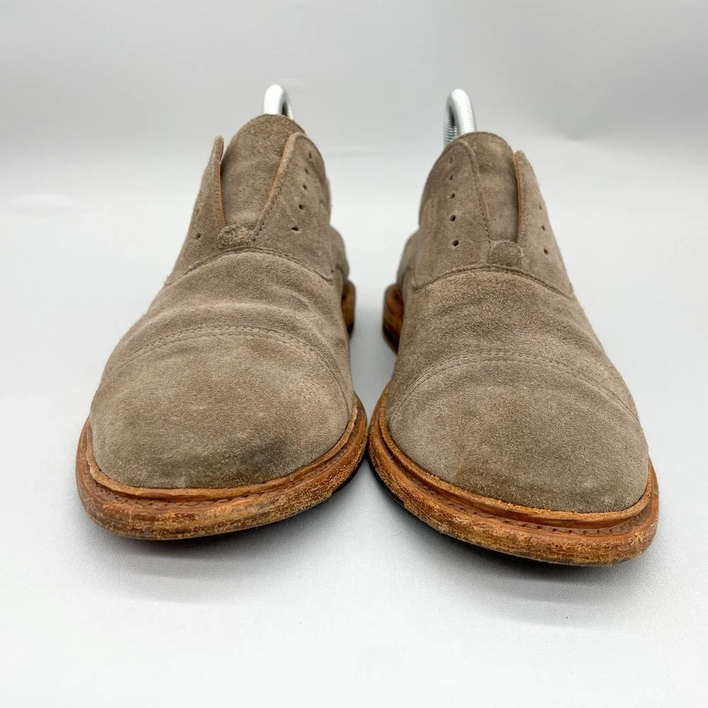 Frye Mens 7D Paul Bal‎ Cap Toe Oxfords Shoes Gray Suede Casual Slip On Loafer